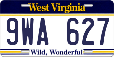 WV license plate 9WA627