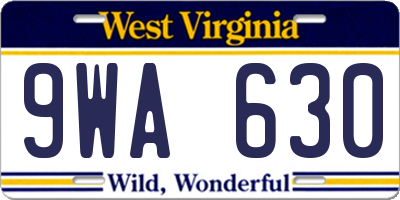 WV license plate 9WA630