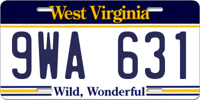 WV license plate 9WA631