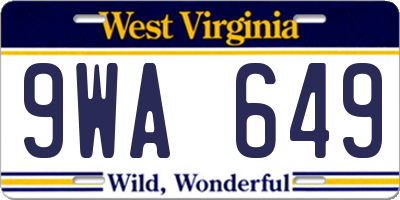 WV license plate 9WA649