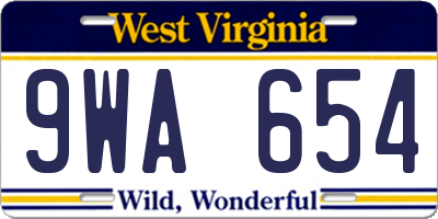 WV license plate 9WA654