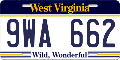 WV license plate 9WA662