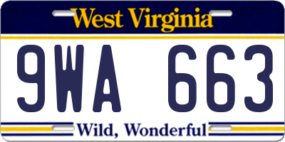 WV license plate 9WA663