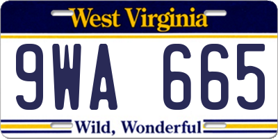 WV license plate 9WA665