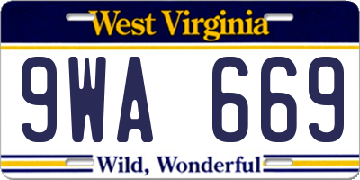 WV license plate 9WA669