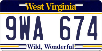 WV license plate 9WA674