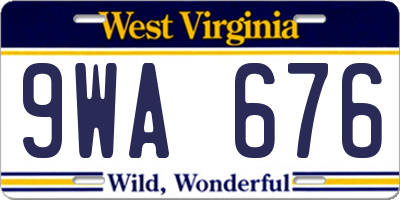 WV license plate 9WA676