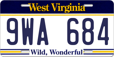 WV license plate 9WA684