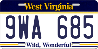 WV license plate 9WA685
