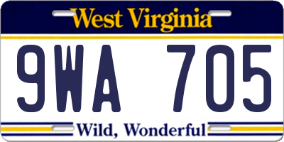WV license plate 9WA705