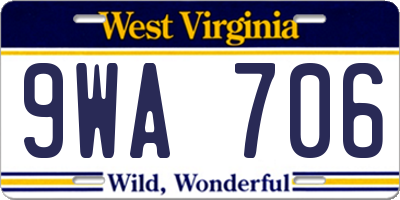 WV license plate 9WA706
