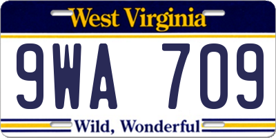 WV license plate 9WA709