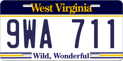 WV license plate 9WA711