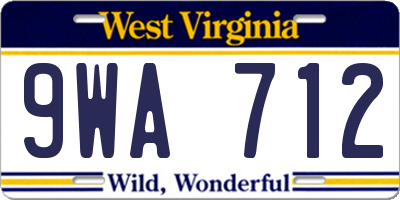 WV license plate 9WA712