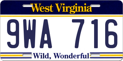 WV license plate 9WA716