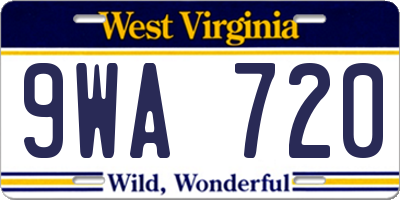 WV license plate 9WA720