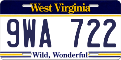 WV license plate 9WA722
