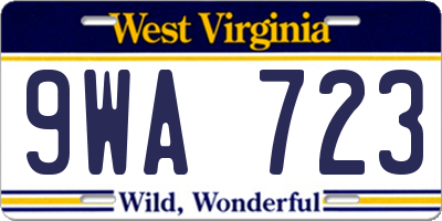 WV license plate 9WA723