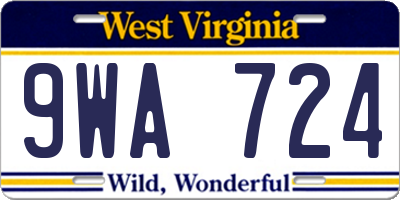 WV license plate 9WA724