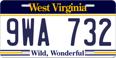WV license plate 9WA732