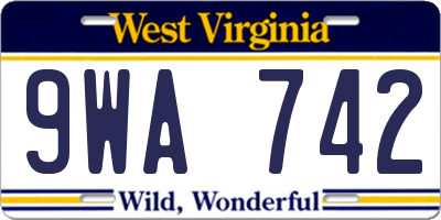 WV license plate 9WA742