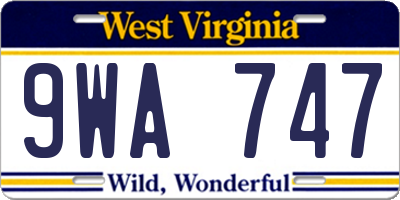 WV license plate 9WA747