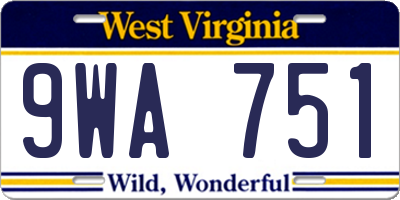WV license plate 9WA751