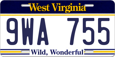 WV license plate 9WA755
