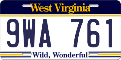 WV license plate 9WA761