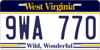WV license plate 9WA770