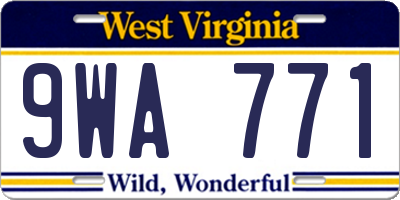 WV license plate 9WA771