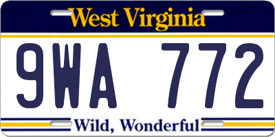 WV license plate 9WA772