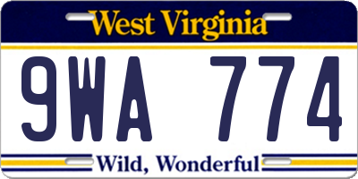 WV license plate 9WA774