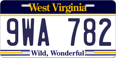 WV license plate 9WA782