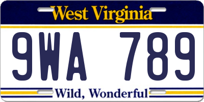 WV license plate 9WA789