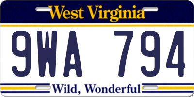 WV license plate 9WA794