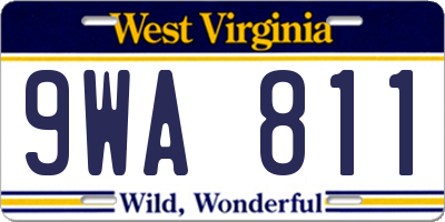 WV license plate 9WA811