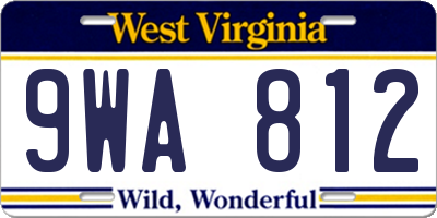 WV license plate 9WA812