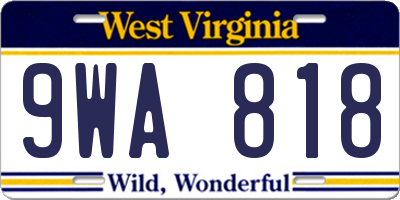 WV license plate 9WA818