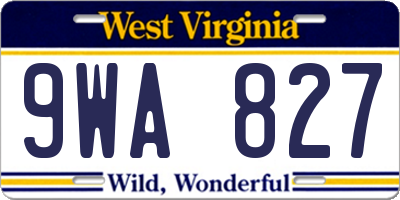 WV license plate 9WA827