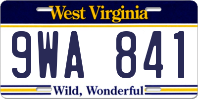 WV license plate 9WA841