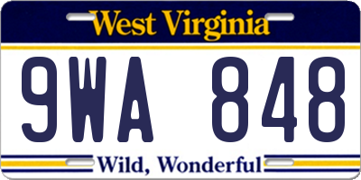 WV license plate 9WA848