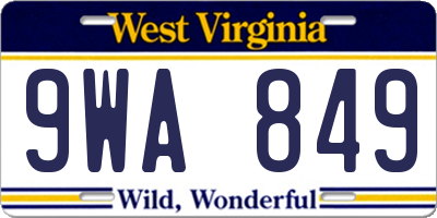 WV license plate 9WA849