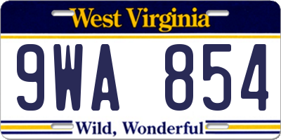 WV license plate 9WA854