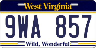 WV license plate 9WA857