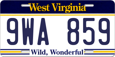 WV license plate 9WA859
