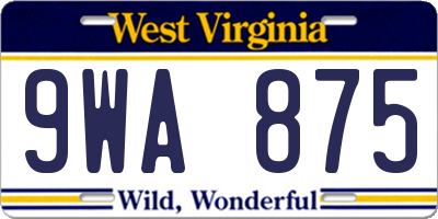 WV license plate 9WA875
