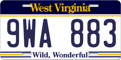 WV license plate 9WA883