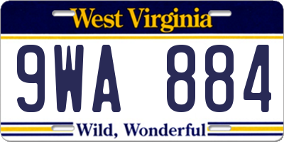 WV license plate 9WA884