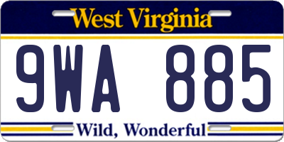 WV license plate 9WA885